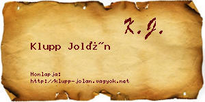 Klupp Jolán névjegykártya